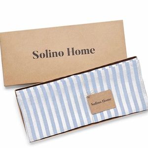 14X108 inch blue and white striped table runner